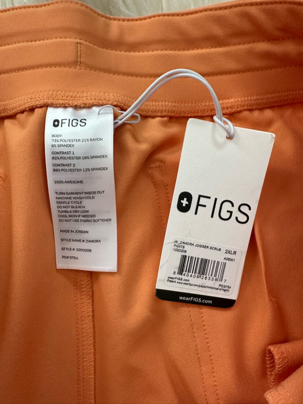 Figs Creamy Orange Set Catarina Top Zamora Jogger NWT - Picture 5 of 6